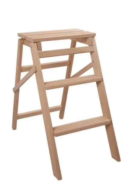 Scala Scaletto 3 Gradini in Legno di Faggio Naturale Portata 150 Kg Antiscivolo