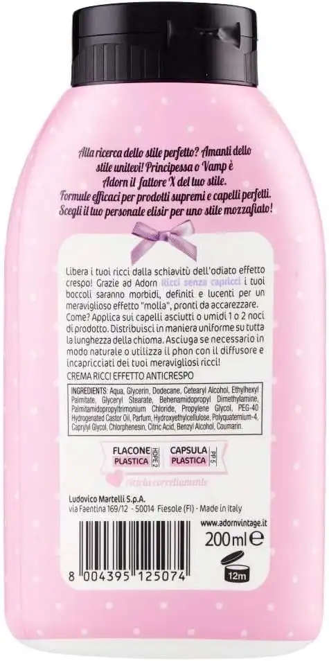 6x Adorn Crema Vintage Anticrespo Ricci Senza Capricci 200 ml Crema Riccio