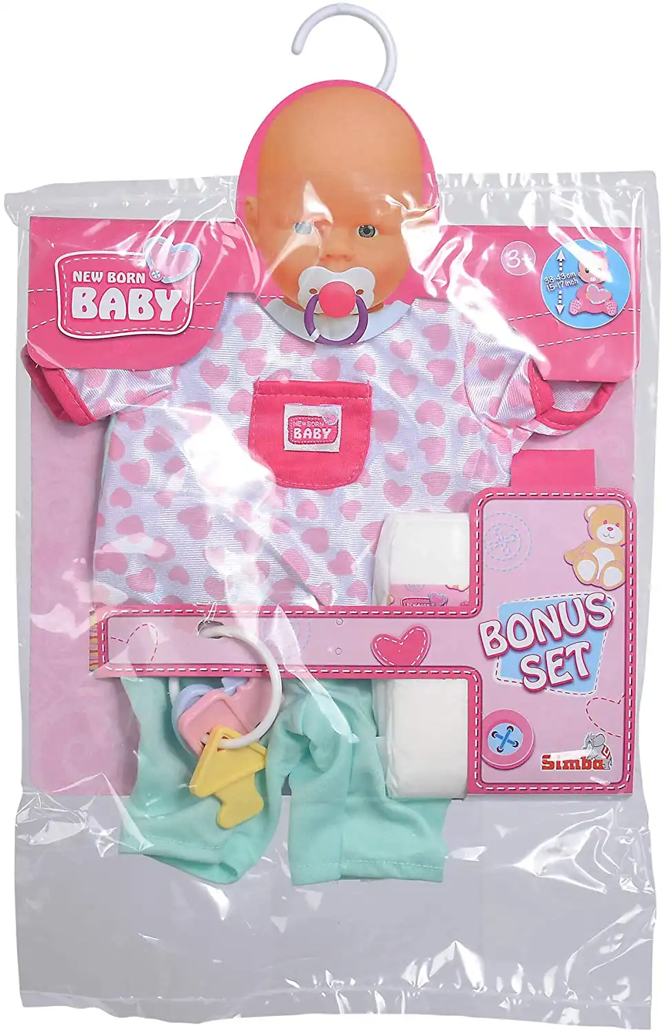 New Born Baby Set da 3 Pezzi Abito Pannolino e Sonaglino Colori Assortiti