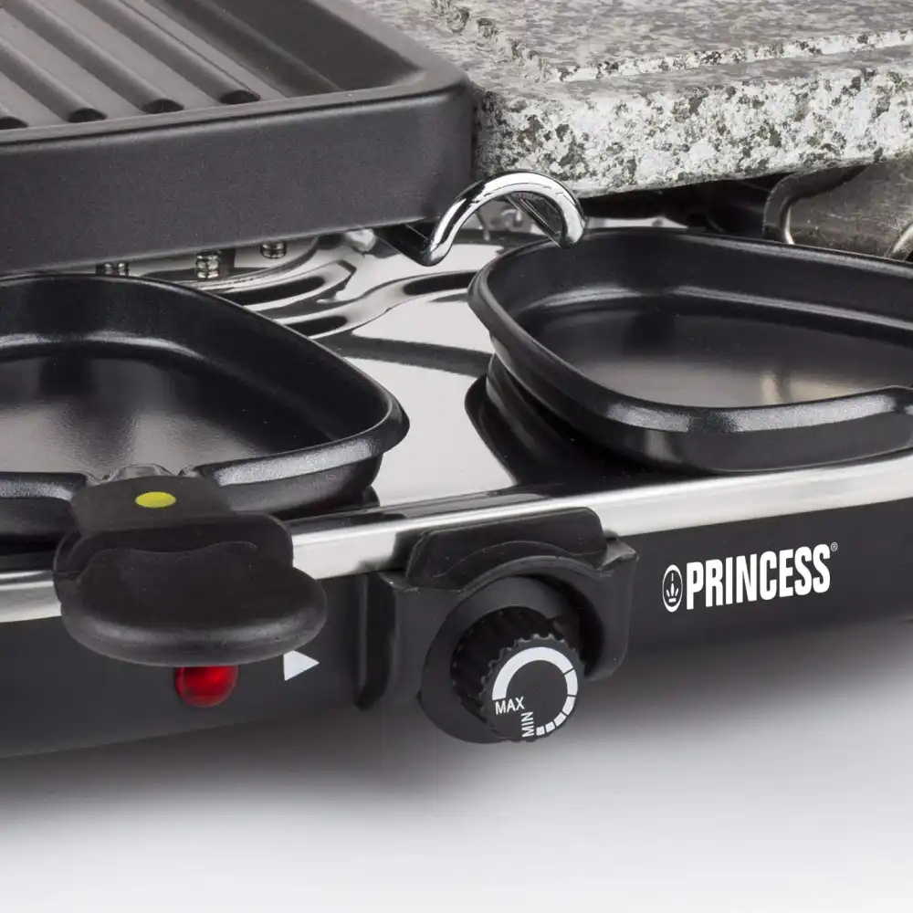 Grill Raclette Oval con Piastra in Pietra Ollare Per 8 Persone con 8 Padelline