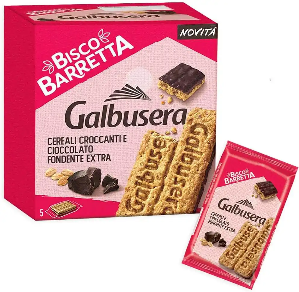 4x Galbusera Bisco Barretta di Cereali Croccanti e Cioccolato Fondente Extra
