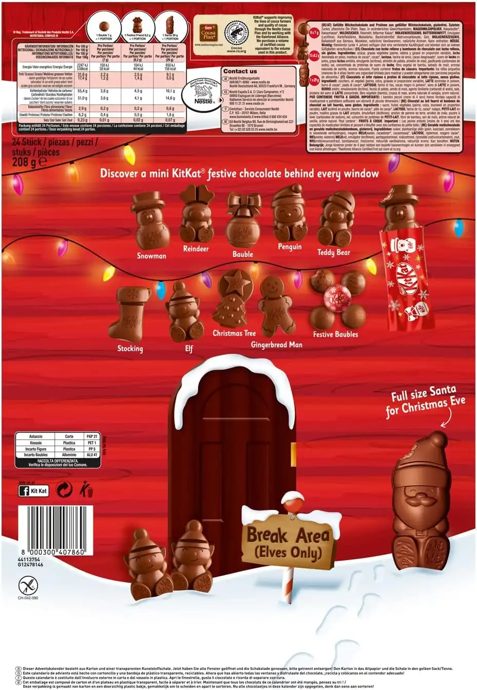 Nestlè KitKat Calendario Dell'Avvento Personaggi e Palline Cioccolato al Latte