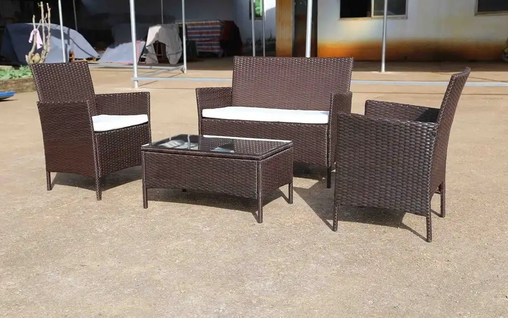 Set Salotto Da Esterno Bar Giardino Ristorante Poli Rattan Ecorattan Naos