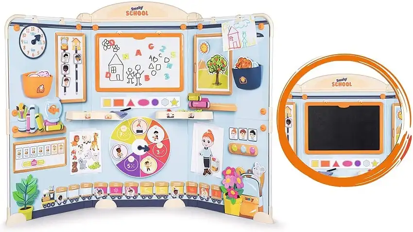 Smoby Gioco della Scuola Classe Virtuale con 80 Accessori Richiudibile 135cm