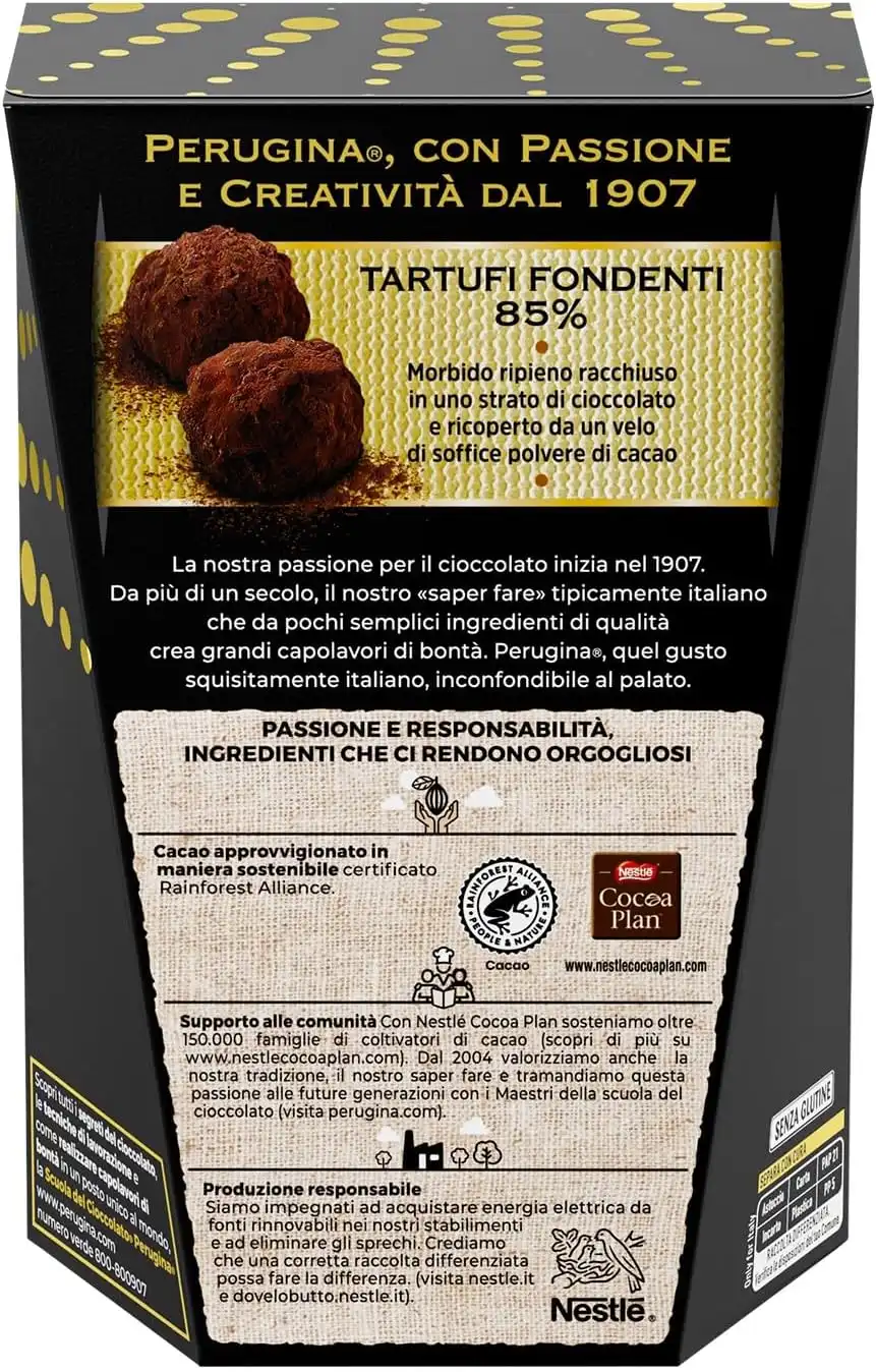 Perugina Tartufi Fondente 85% Cioccolatini fondenti Astuccio 250g