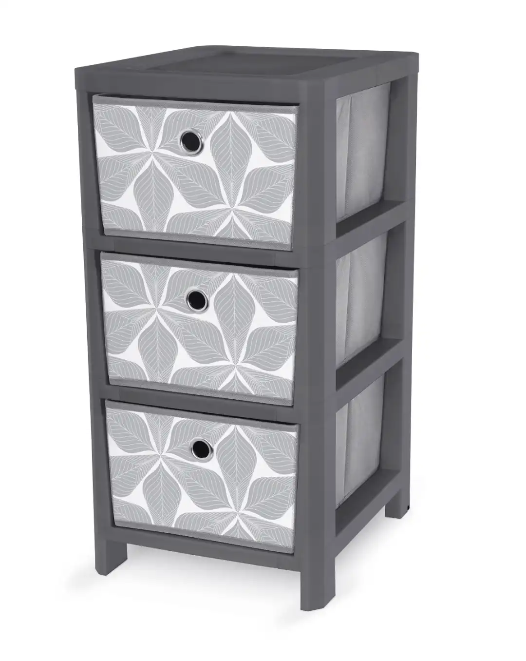 Cassettiera in Plastica 3 Cassetti Decoro Quadrifoglio L61 x P25.5 x H43.5 cm