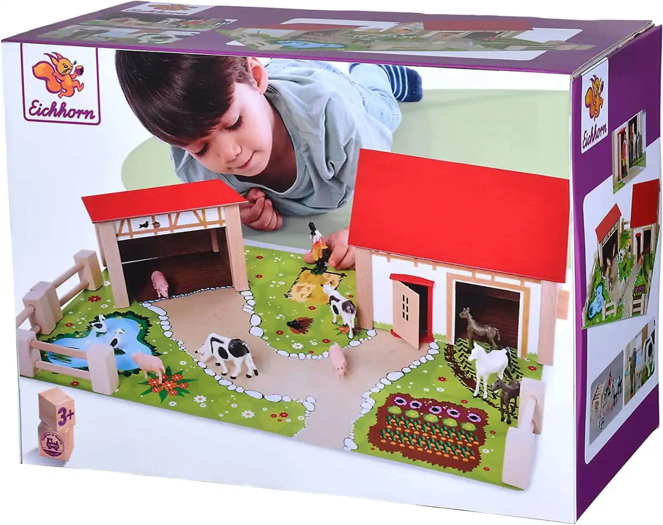 Eichhorn Farm Gioco Giocattolo Educativo Per Bambini Fattoria in Legno Eta'3+