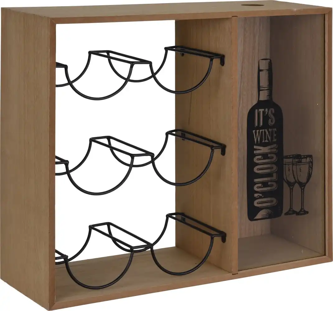 Cantinetta Porta Bottiglie Vino in Legno MDF con Mobile in Vetro 40x15x35 cm