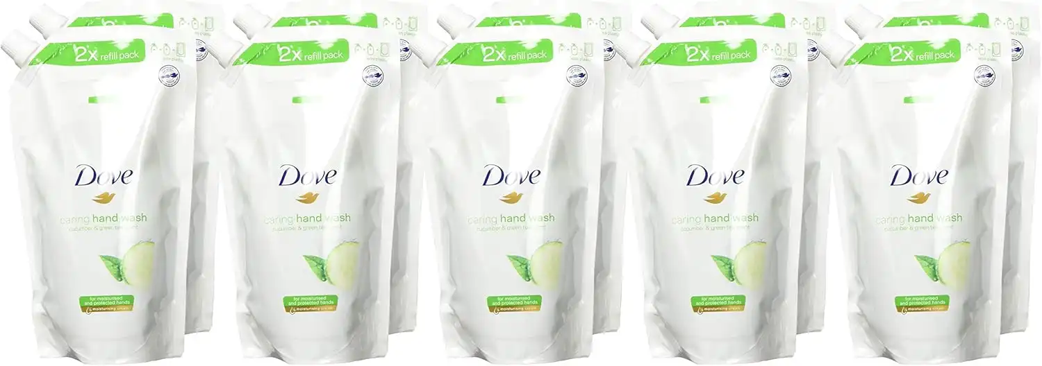 10x Dove Detergente Cremoso Cetriolo & Tè Verde Ricarica 10x500ml Pelle Idratata