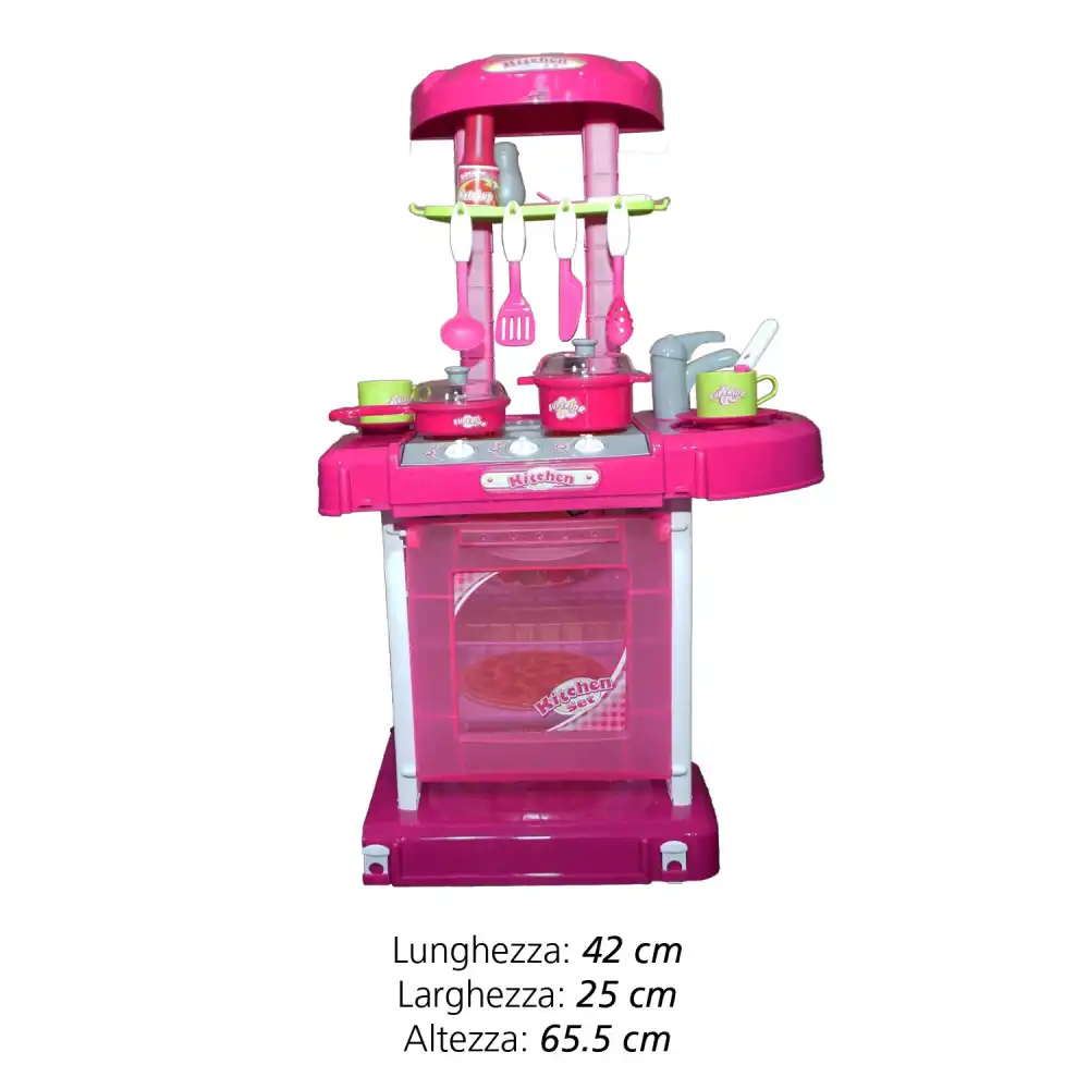 Cucina Giocattolo Per Bambini Kitchen Set Richiudibile in Valigetta 42x25x65,5cm