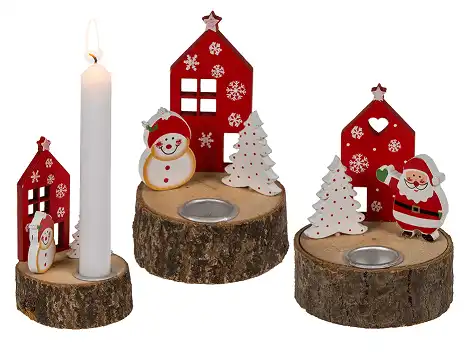 Portacandele Porta Candele In Legno 12 x 8 Cm Candela Feste Natale Casa