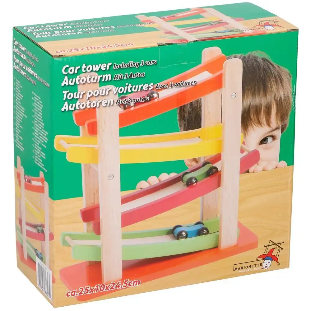 Pista a Torre Con 3 Macchine In Legno Garage Auto Slop Tower Gioco Per Bambini