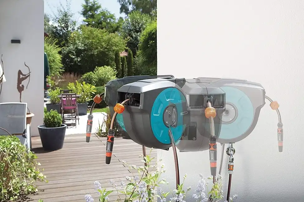 Avvolgitubo da Muro Automatico Orientabile Roll-Up Con Tubo Giardino 15 Mt