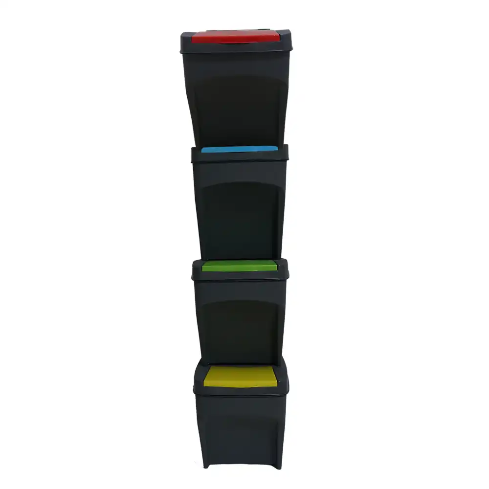 Set 4 Pattumiere per la Raccolta Differenziata 4x25 Litri Componibile Modulabile