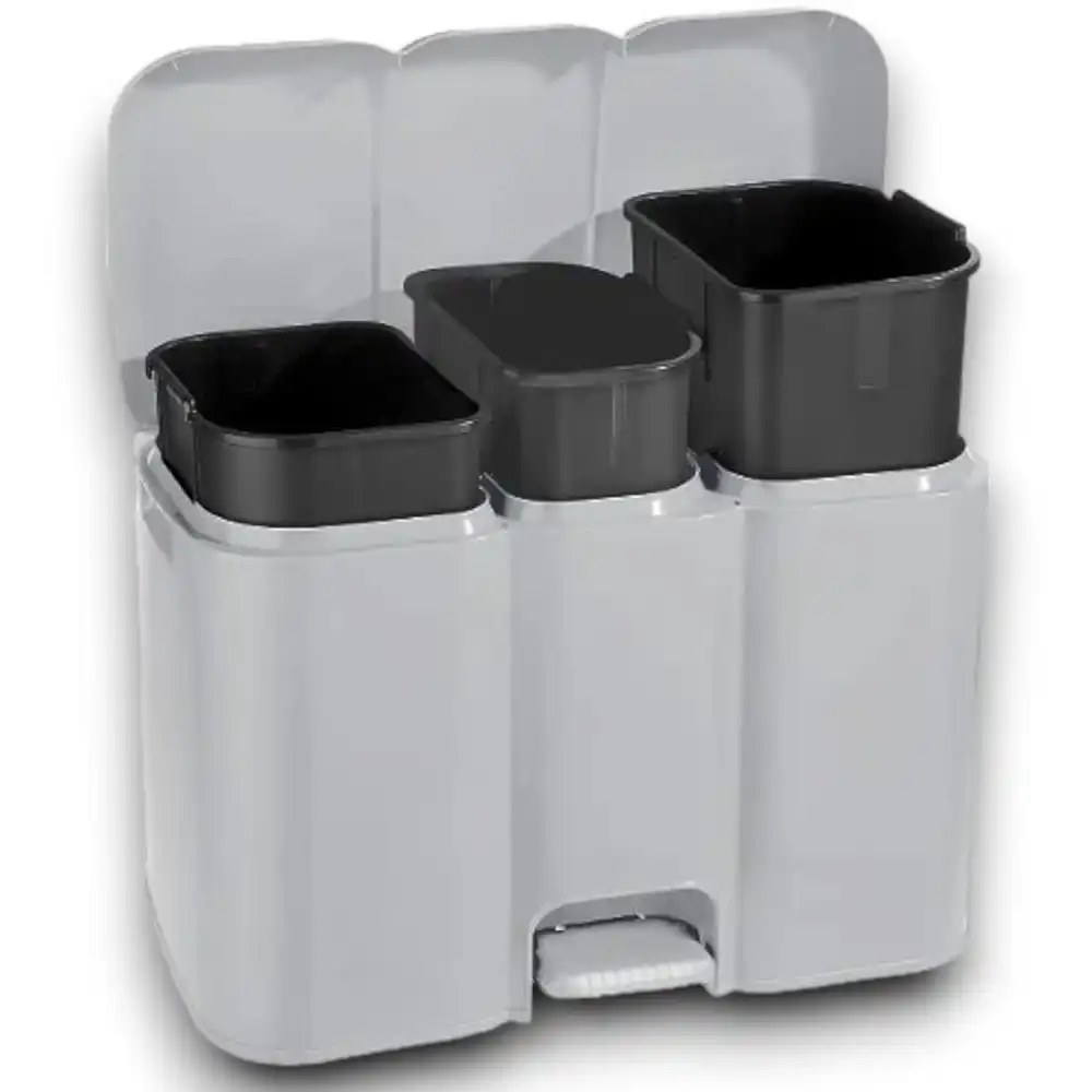 Pattumiera Patty 3 Per Raccolta Differenziata Grigio 34 Litri 58,3x32x41,5 cm