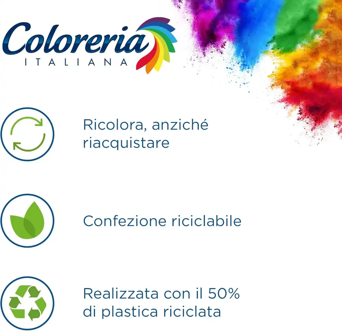Coloreria Italiana Grey Colorante Tessuti e Vestiti in Lavatrice Nero Intenso