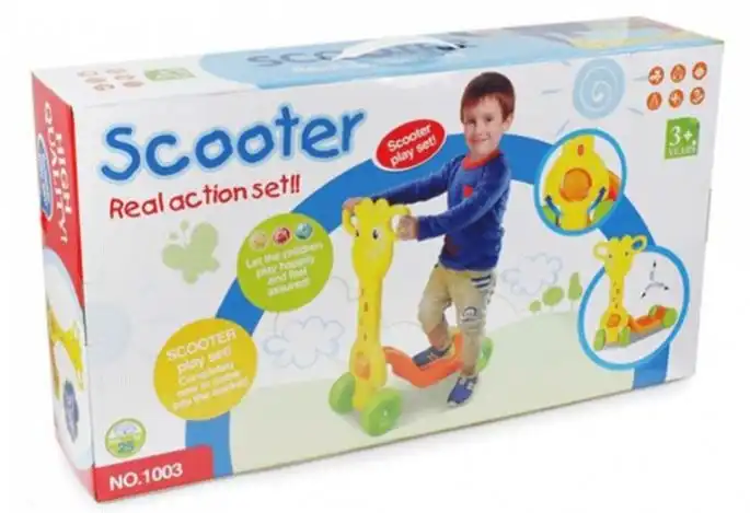 Monopattino in Plastica a Forma di Giraffa con 4 Ruote Gioco per Bambini