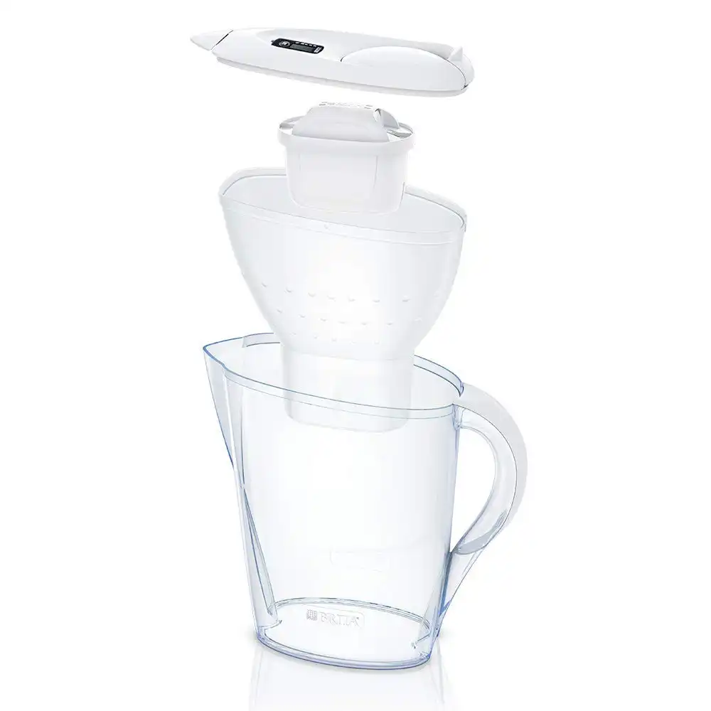 Brita Caraffa Filtrante Con 3 Filtri Inclusi Per Acqua Meno Calcare 2,4Lt Bianco