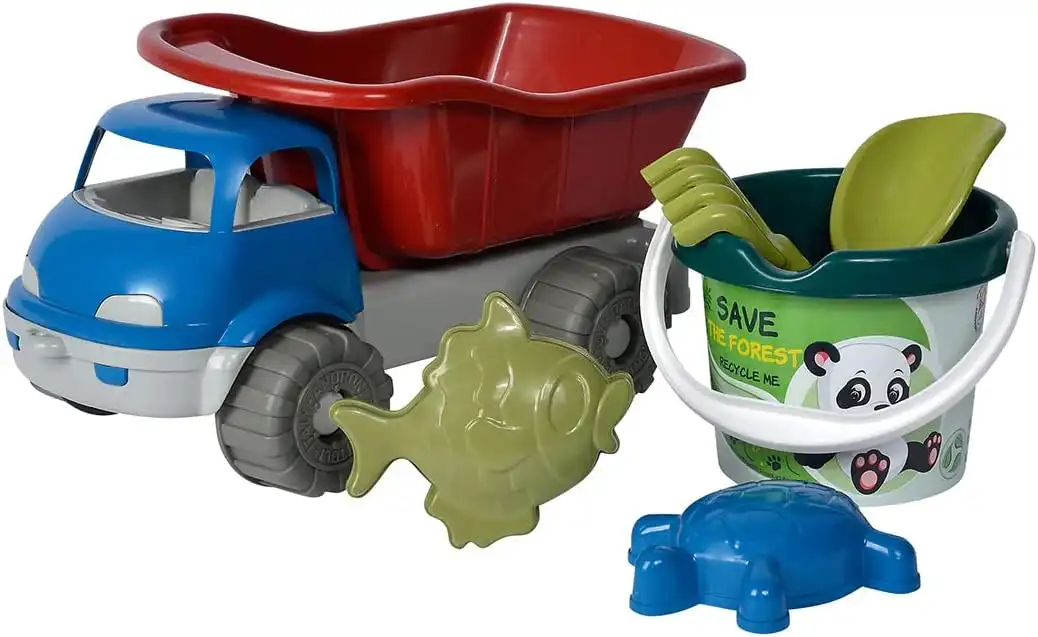 Camion Sabbia Matteuz 35cm Set Mare in Plastica Riciclata Gioco Con Ribalta