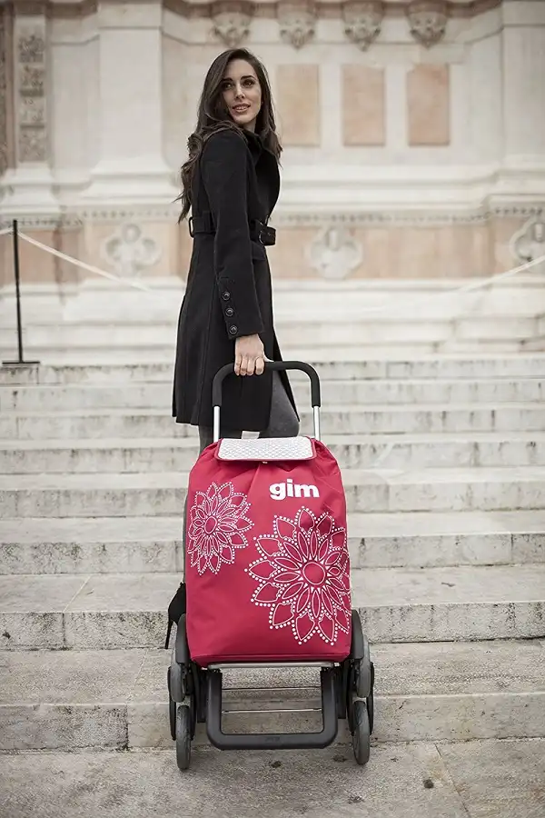 Gimi Tris Floreal Carrello Portaspesa Porta Spesa 3+3 Ruote Trolley Scale Rosso