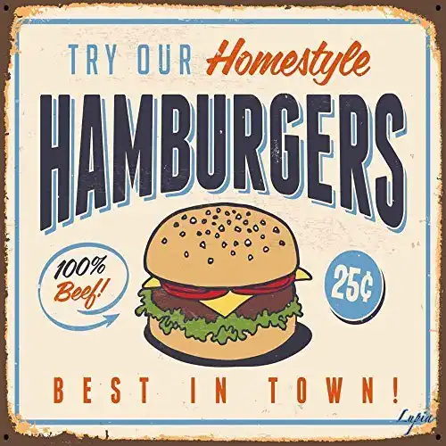 Lupia Quadro Su Tela Vintage 40x40 Cm Hamburgers Hamburger Pannello D'Arredo