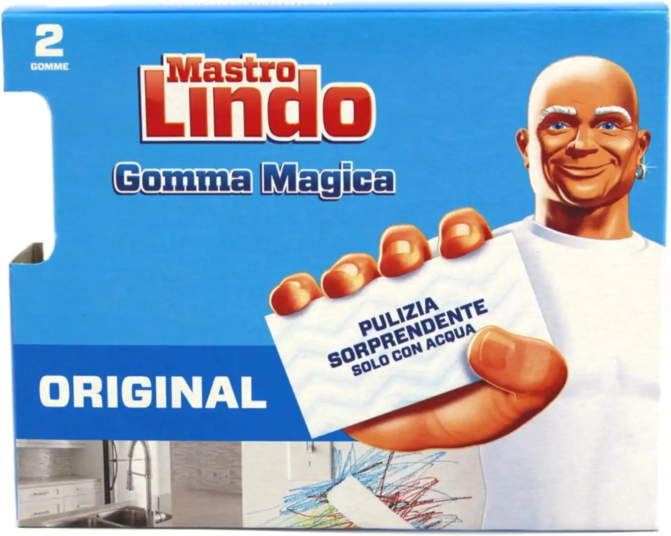 Mastro Lindo Gomma Magica Set da 2 Pezzi Pulizia Sorprendente Solo Con Acqua