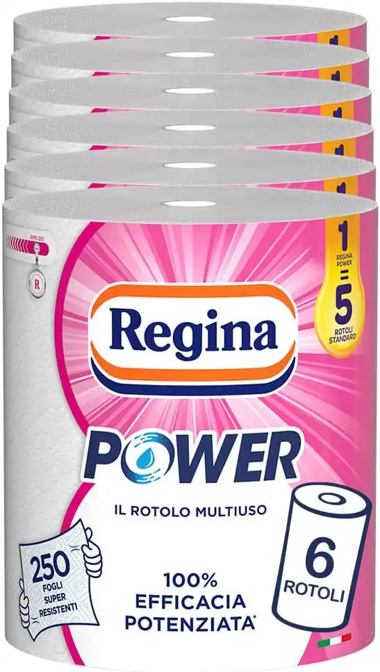 6x Regina Power Carta Multiuso 250 Fogli a 2 Veli Carta Multiuso 6 Rotoli
