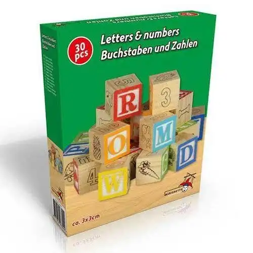 30 Pezzi di Cubo Cubi in Legno con Lettere Numeri e Immagini Gioco Creativo