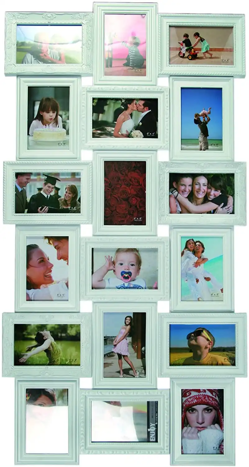Cornice Portafoto Porta Foto da Parete 18 Fotografie Fotgrafia 15x10cm Bianco