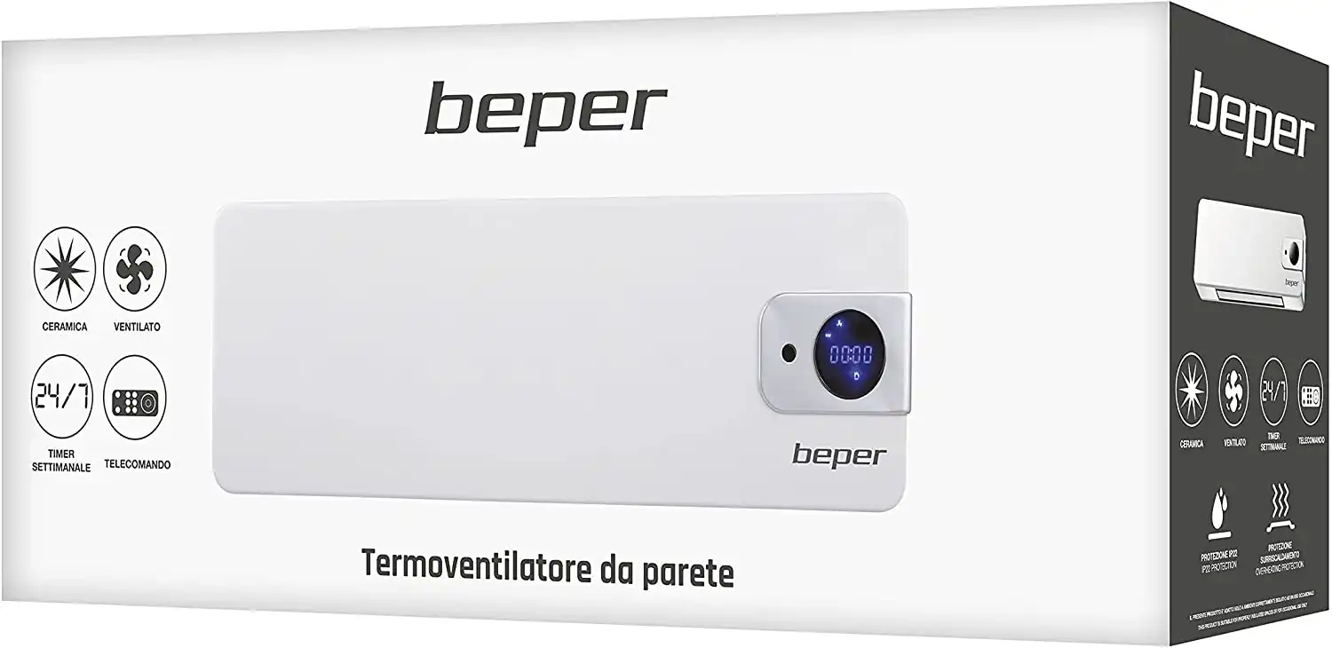 Termoventilatore da Parete con Elementi in Ceramica Termostato e Display LED