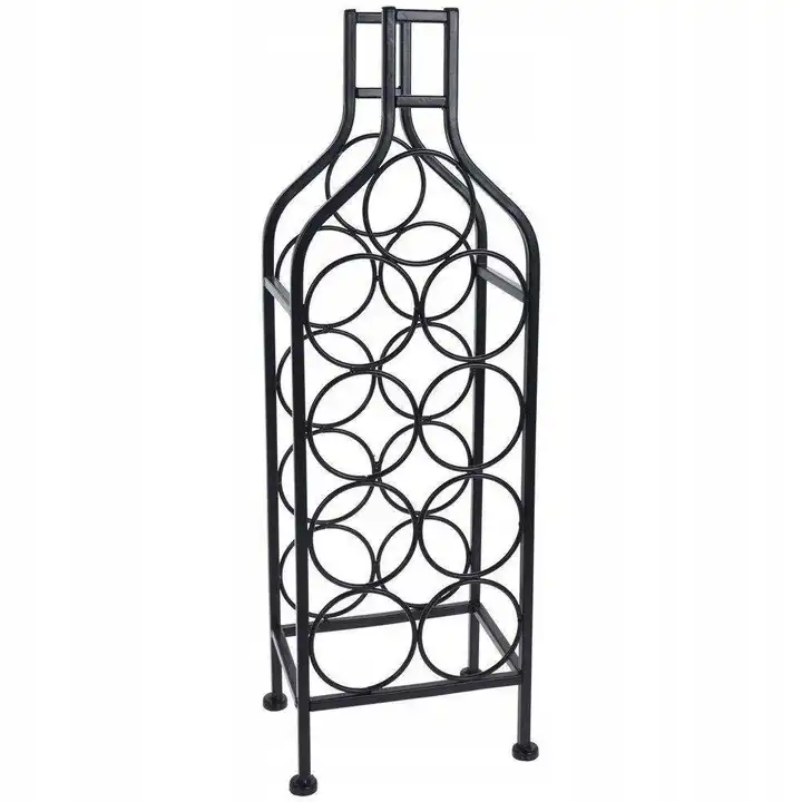 Cantinetta Portabottiglie in Metallo per 9 Bottiglie di Vino 22x16x h69cm Nero
