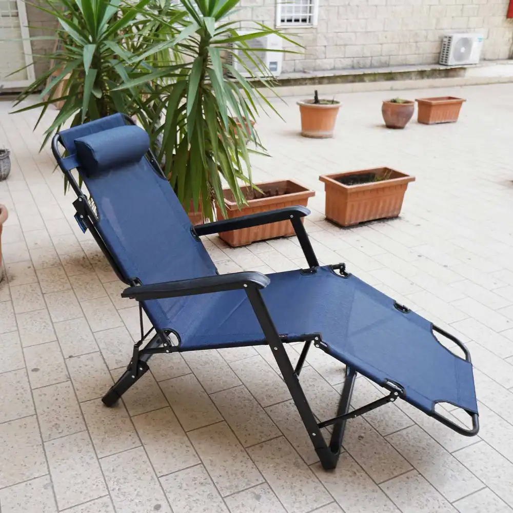 Sedia Pieghevole Gravita' Zero Blu Per Giardino Enrico Coveri Tubolare 20x40MM