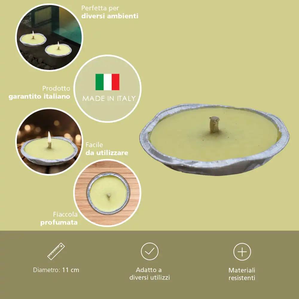 10 Pezzi Candela Citronella In Allumino 11cm Antizanzare Giardino Feste Eventi
