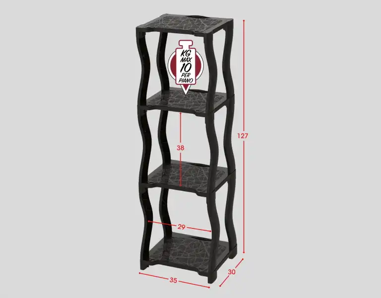 Scaffale Poker Salvaspazio 4 Ripiani 35x30x127h Bagno Lavanderia Antracite