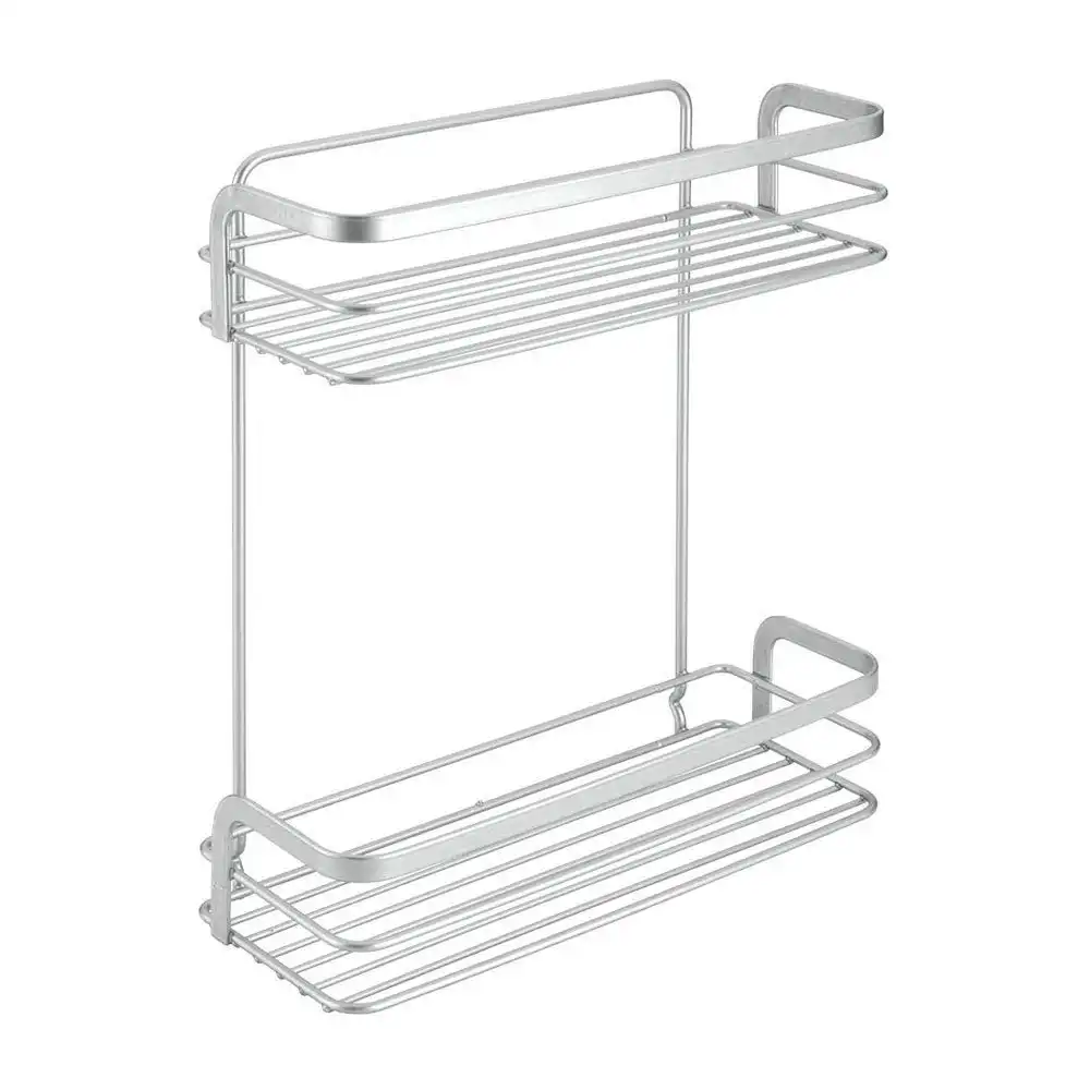 Metaltex Mensola Rettangolare 2 Ripiani Serie Viva Argento Metallizzato 30 Cm