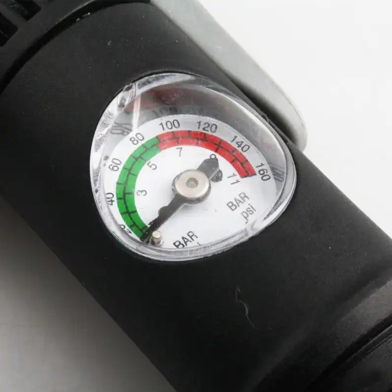 Mini Pompa per Bicicletta Gonfiatore in Abs per Ruote Bici con Manometro Gancio