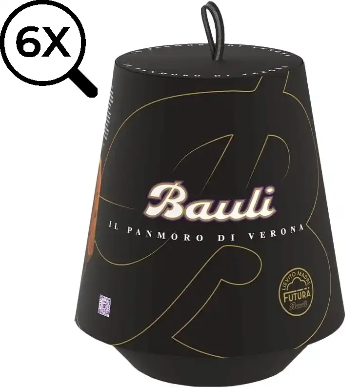 6x Panmoro di Verona di Bauli Panettone con Cacao e Gocce di Cioccolato 6x100g