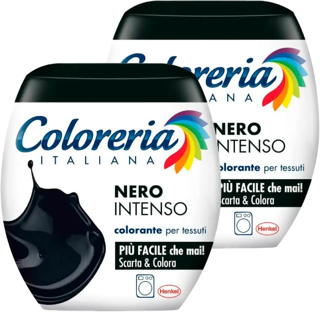 2x Grey Coloreria Italiana Colorante Tessuti in Lavatrice Nero Intenso 2x350gr
