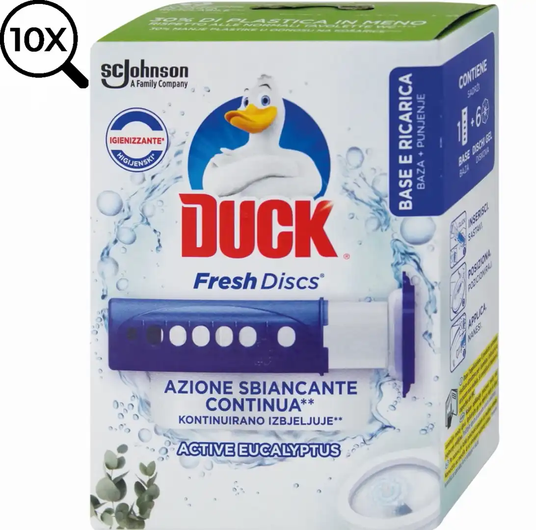 Duck Fresh Discs Dischi Gel Igienizzanti WC Eucalipto 10 Ricariche 60 Dischetti