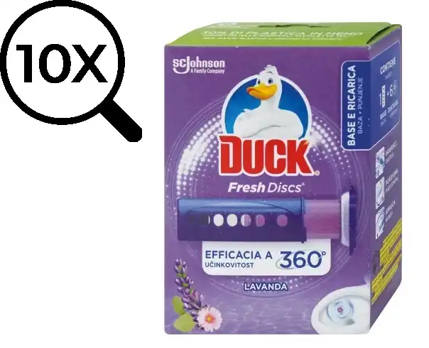 Duck Fresh Discs Dischi Gel Igienizzanti WC Lavanda 10 Ricariche e 60 Dischetti