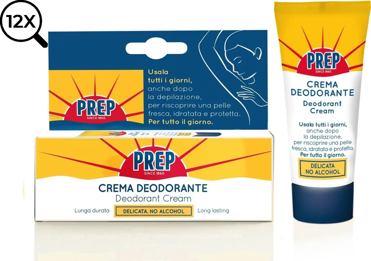 12x Prep Crema Deodorante Antitraspirante Protezione 48h Pelli Sensibili 12x35ml