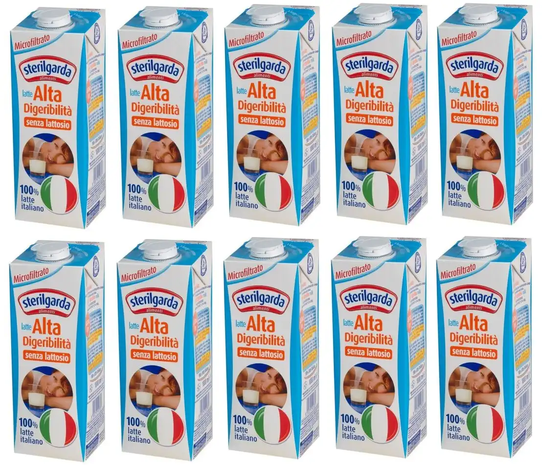 10x Sterilgarda Latte Alta Digeribilità Senza Lattosio 100% Italiano 10x1lt