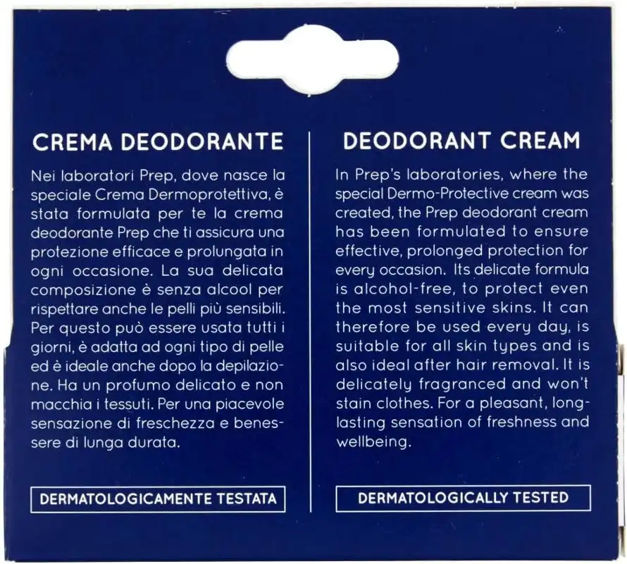 12x Prep Crema Deodorante Antitraspirante Protezione 48h Pelli Sensibili 12x35ml